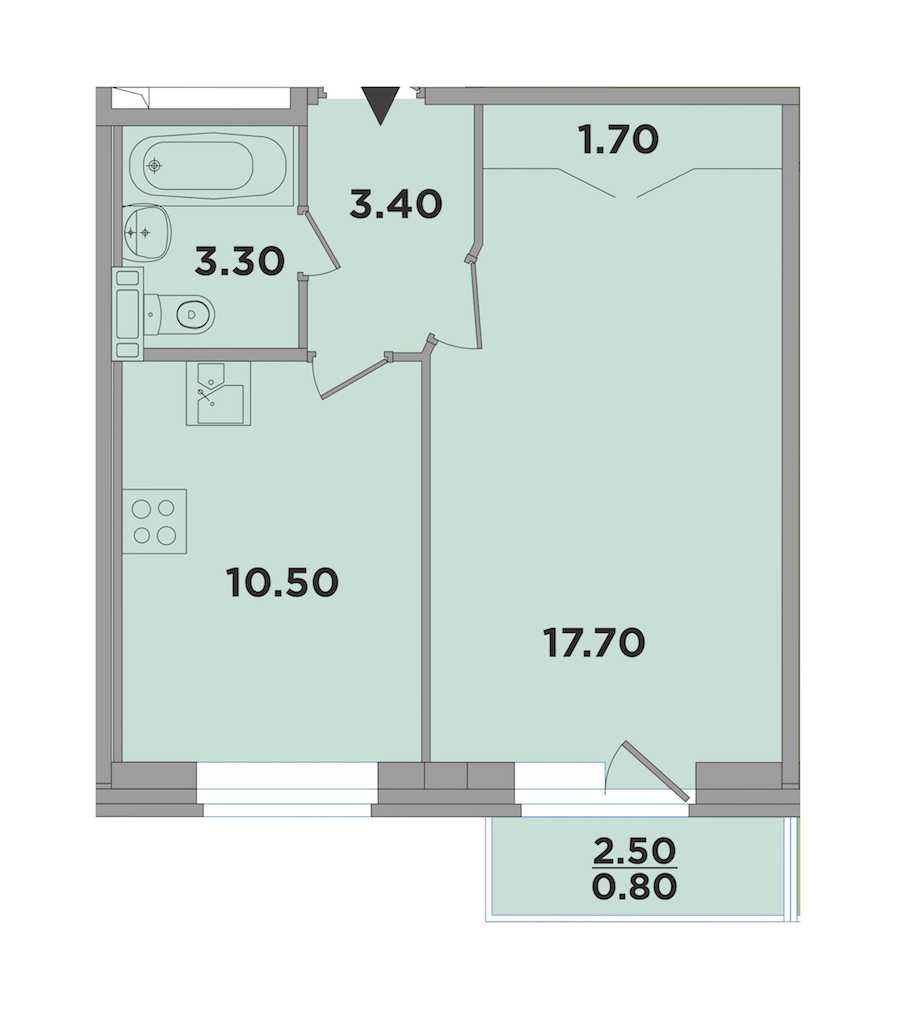 Однокомнатная квартира в : площадь 36.6 м2 , этаж: 2 – купить в Санкт-Петербурге